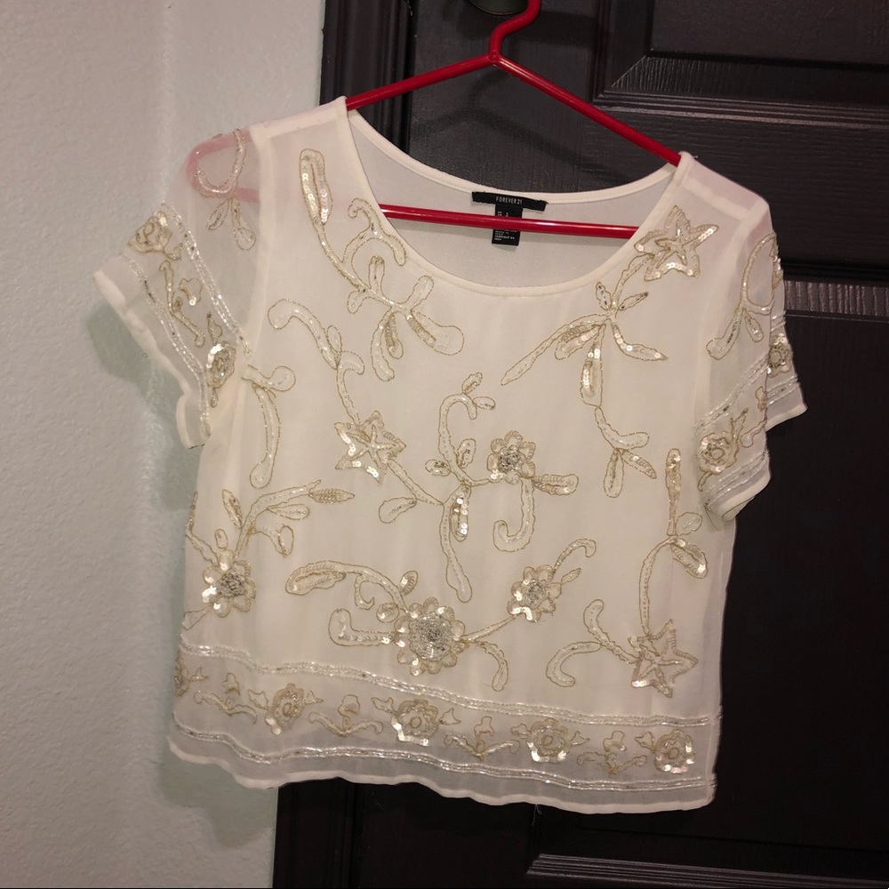 forever 21 embroidered crop top